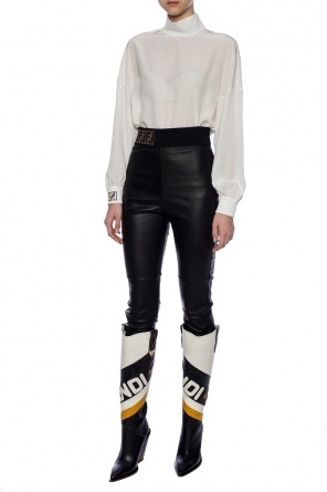 Leather trousers with logo, zdjęcie 2 Leather trousers with logo od Fendi